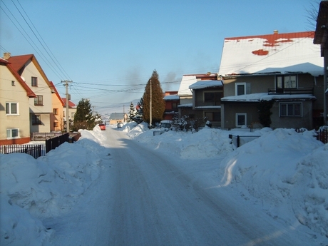 obec Hruštín v zimě          